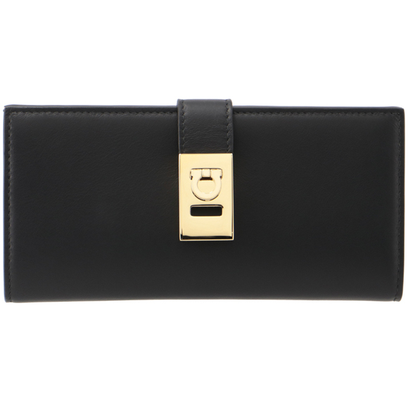 Ferragamo Long Wallet Hug Continental Wallet Bill Coin Purse Black - Picture 2 of 7